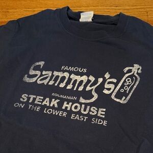 Sammy's Famous Roumanian Steak House Navy T-Shirt, size S, NWOT